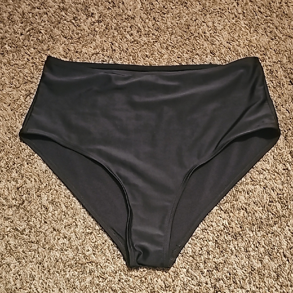 Women's NWOTS Black High-Waisted swim bikini bottoms. Sz 0XL